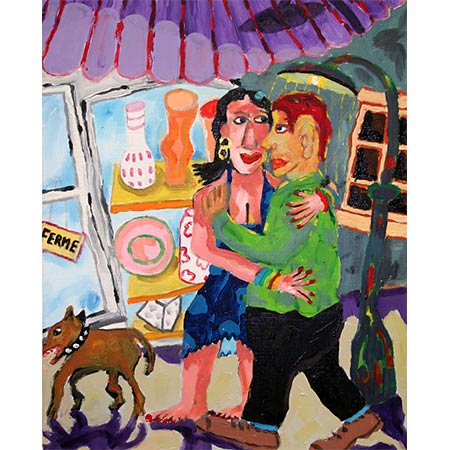 Lovers with dog 2006, Oil on canvas, 50 x 40cm