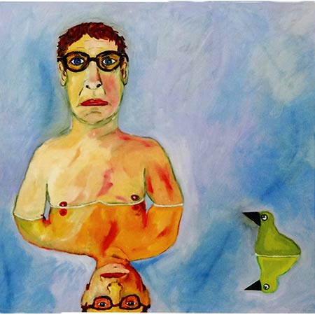 Self portrait with duck 2004, Oil on canvas, 160 x 140cm