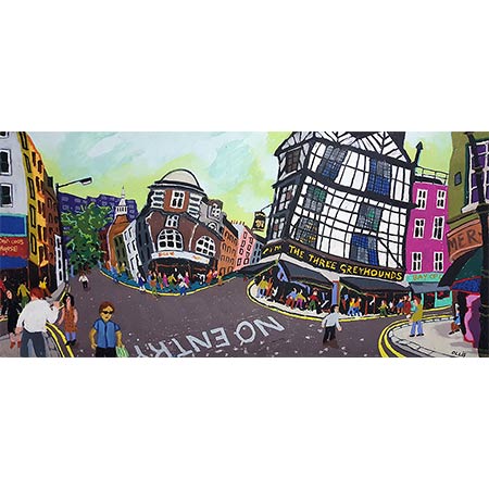 Soho London Panorama 2017, Oil pastel mixed media, 66 x 120cm