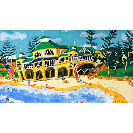 The Indiana Tea House - Perth 2016, Oil pastel and gouache 76 x 140cm